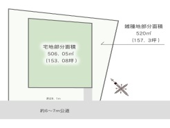 土地面積、宅地+雑種地合計約３１０坪