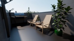 【完成イメージパース】屋上にはルーフバルコニー！開放的な空間で季節毎にガーデニングや夏はプールも楽しめます。

