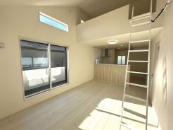 ゆったりとした時間が流れるくつろぎのＬＤＫ。ご家族との会話を中心に考えた一体感のある間取りになっています。陽光をしっかり取り入れた、明るく広々としたリビング空間は家族団欒の場に最適です。
