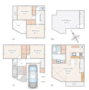 建物参考プラン
間取／４ＬＤＫ
建物面積／１２５．２５平米（車庫部分含む）
建物価格／４，１４０万円（税込）