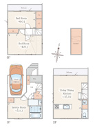 ＬＤＫ15.3帖、主寝室8.9帖のゆとりある間取。間仕切りして４部屋プラスＬＤＫにも変更可能
