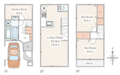 ＬＤＫはゆとりの１５．６帖。全室２面採光の明るい２ＬＤＫ＋Ｓ（納戸）