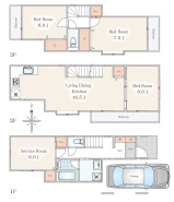 ＬＤＫ16.5帖、全居室6帖以上のゆとりある間取