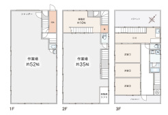 建物８２坪の作業場・事務所付き３ＤＫ
