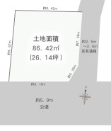 角地につき陽当り良好!土地面積26坪の整形地