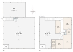 建物面積234坪と広々。工場部分の他、事務スペースも豊富な売工場